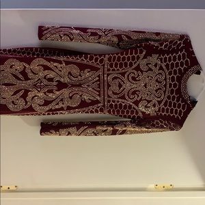 Burgundy with gold diamonds dress